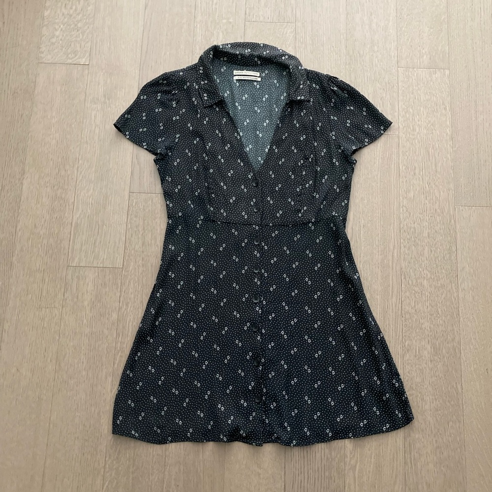 Urban Outfitters black floral print baby doll dress